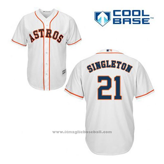 Maglia Baseball Uomo Houston Astros Jon Singleton 21 Bianco Home Cool Base